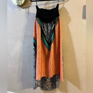 Stylish Geometric Patterned hi-low tube top dress